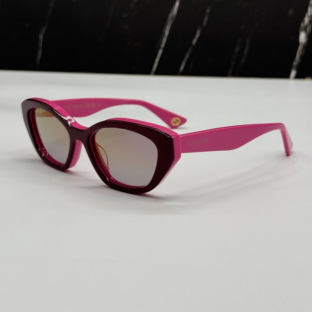 NEW GUCCI GG1638S 003 BURGUNDY FUCHSIA CAT EYE WOMEN SUNGLASSES - Picture 5 of 13
